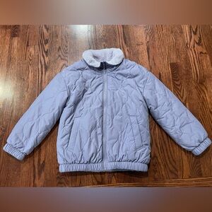 Athleta Girl Reversible Puffer Faux Fur Lilac Coat - Youth M 8/10